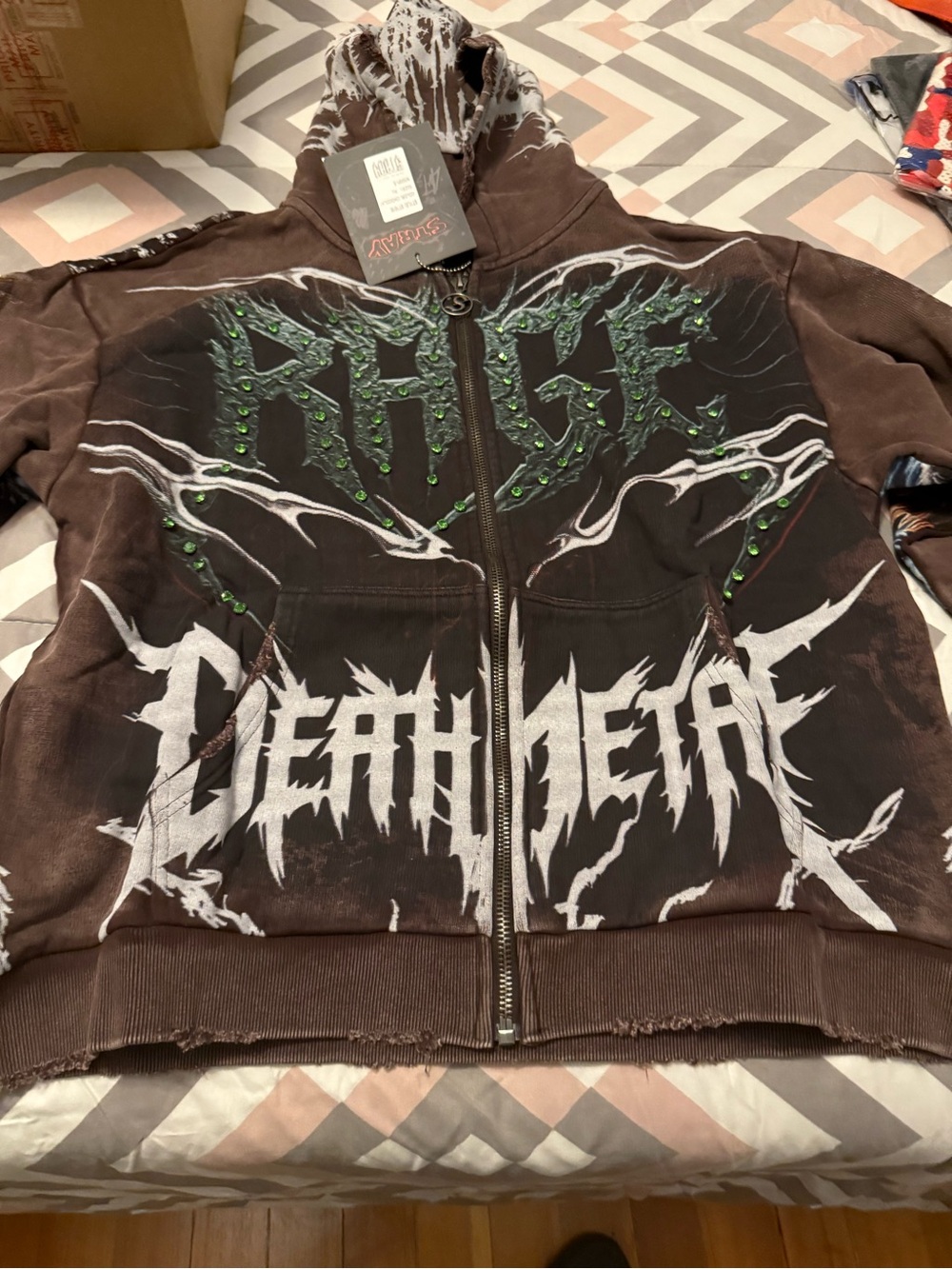 Stray Rage Death Metal Men’s Brown Fleece Hoodie